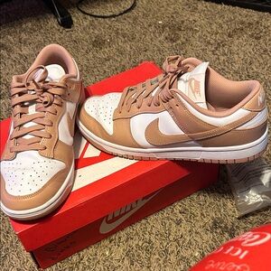 Nike Women's Beige and White Sneakers